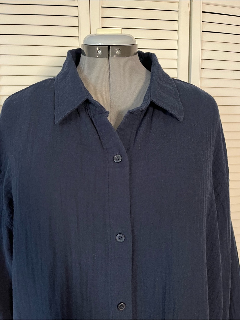 Aritzia Little Moon AirPlush Cotton™ Sail Shirt Vintage Navy XL - Picture 6 of 14
